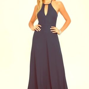 Lulus beauty and grace navy blue maxi dress